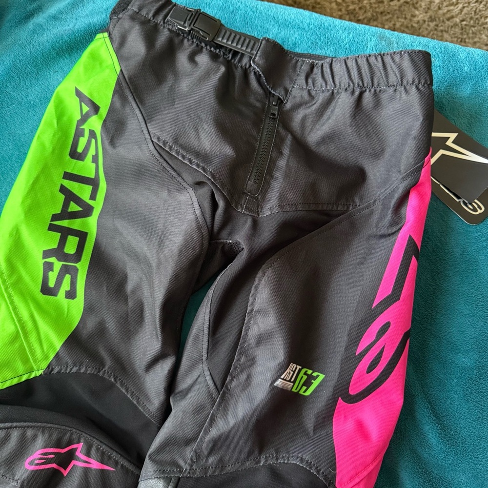 Alpinestars Racer Compass Youth Pants NWT green pink neon kids 28